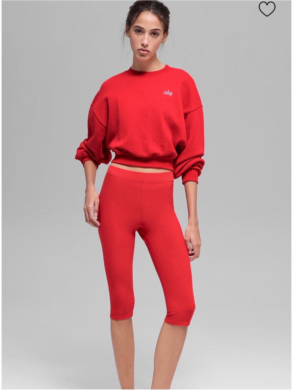 Alo Yoga Cropped Accolade Crewneck - Bright Red SZ M